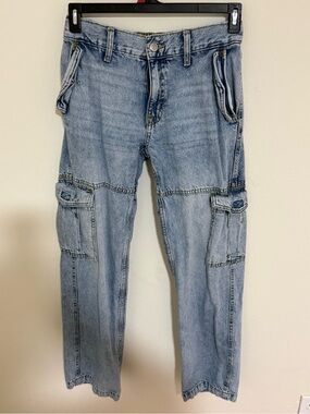 Aeropostale Light Blue Relaxed Women Low Rise Cargo Jeans